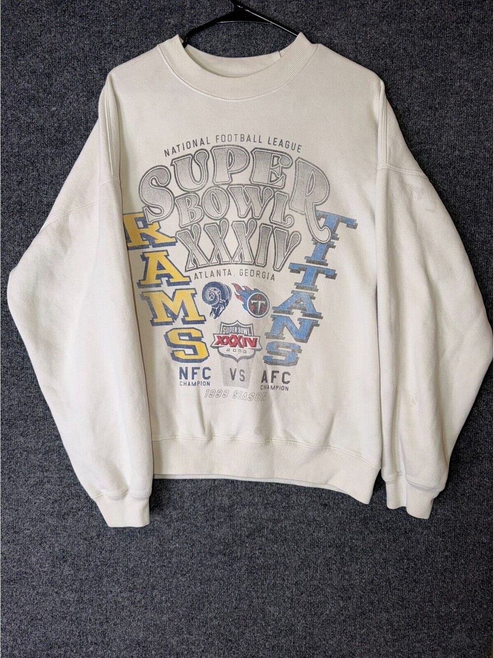 Abercrombie Fitch NFL Super Bowl XXXIV Sweatshirt Mens M Oversized Rams Titans